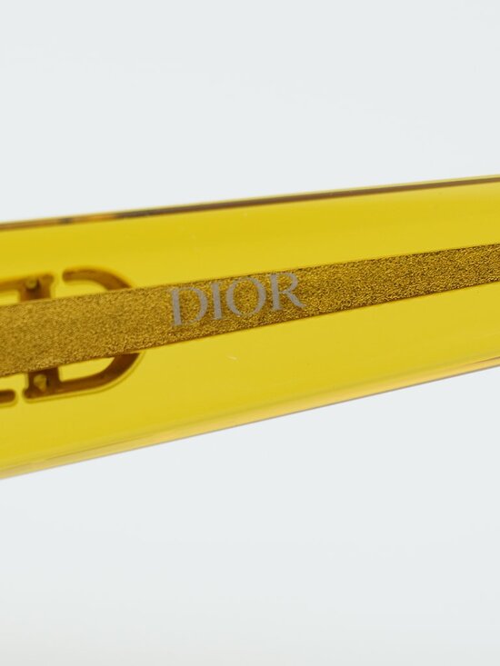 Dior DIORGLOW S1I 66D2 Sunglasses Yellow Square Frame, Brown Lenses main image 6